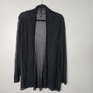 Eileen Fisher Sheer Striped Black Cardigan
